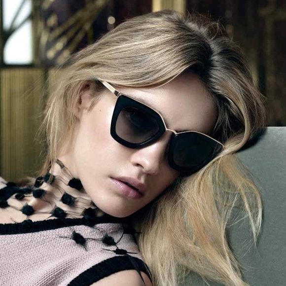 PRADA Cat Eye Black & Gold Sunglasses SPR53S - Picture 2 of 15